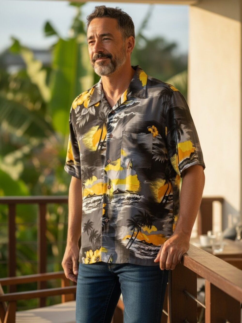 Koman Men's‎ Hawaiian Hawaii Button-up Shirt Size Large
